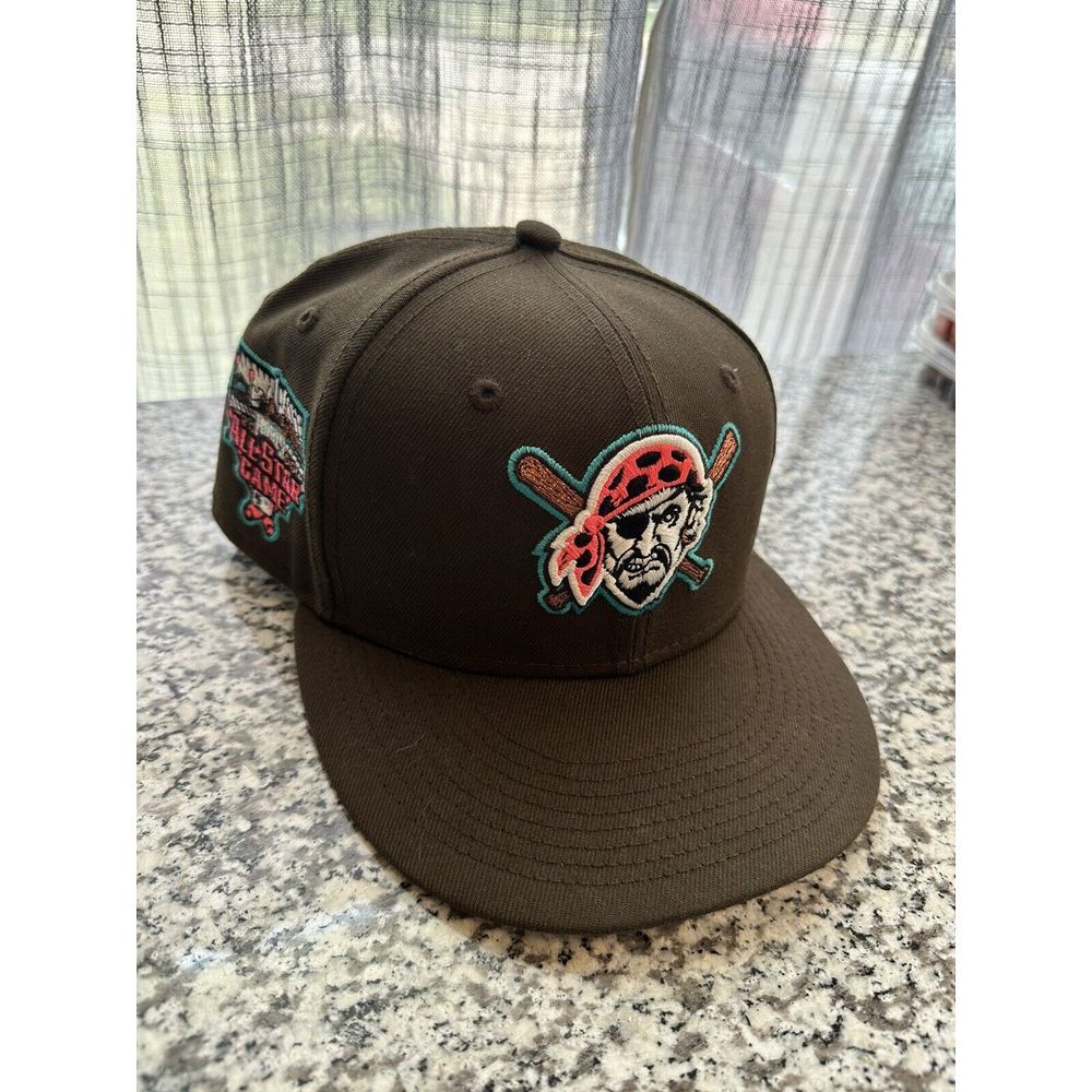 New Era PITTSBURGH PIRATES 59Fifty Fitted Hat Size 7 PINK & BROWN Cooperstown Co